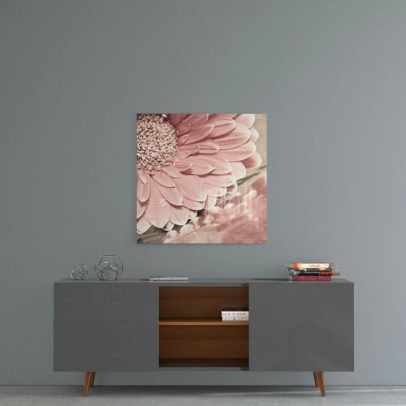 Pembe Çiçek Cam Tablo - Resim 4