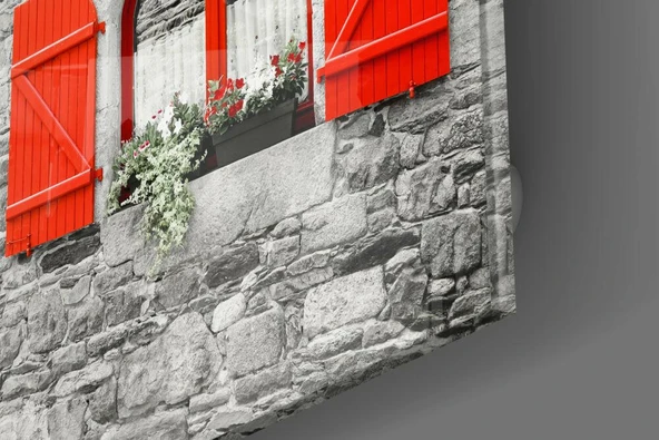 Kırmızı Pencere Cam Tablo - Resim 3