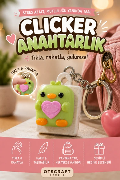 Otscraft Studio Civciv Clicker Anahtarlık 3D Baskı Stres Giderici Fidget Anahtarlık Çanta Süsü & Hediyelik Aksesuar ürün görseli 1
