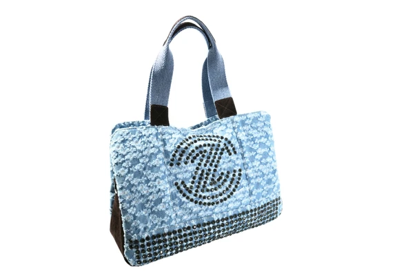 Biem Açık Mavi-Yırtık Desen Denim Salaş-Retro Taş Trok Döşemeli Çok Gözlü Çanta ürün görseli 1
