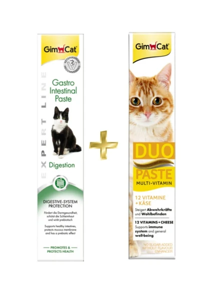 Gimcat Gastro Intestinal Paste Sindirim Destekleyici 50 Gr + Multi-vitamin Duo Paste Peynirli 50 Gr ürün görseli 1