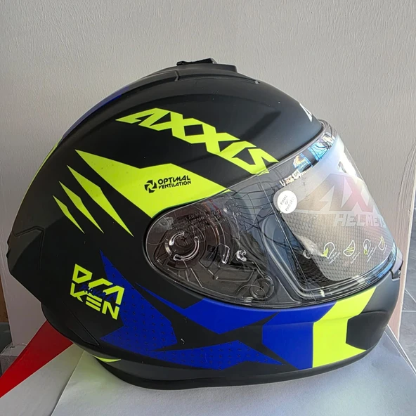 KAPALI KASK AXXIS NEON SARI LACİVERT SİYAH S ürün görseli 1