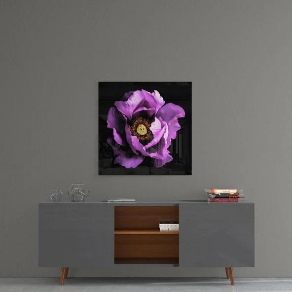 Floral Pembe Cam Tablo - Resim 4
