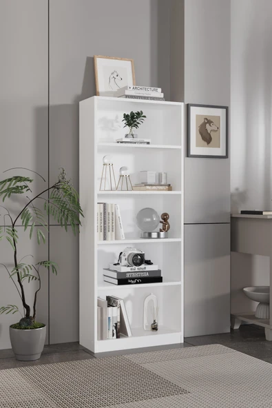TERA 5 Raflı Çok Amaçlı Kitaplık Modern Kitaplık Dekoratif Raf Ünitesi Çok Amaçlı Depolama Dolabı Ofis ve Salon Kitaplığı ürün görseli 1
