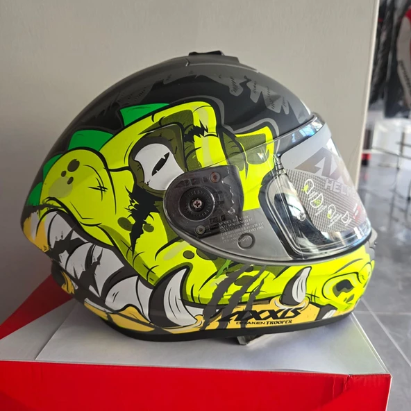 KAPALI KASK AXXIS MAT GRİ TİMSAH DESENLİ S ürün görseli 1