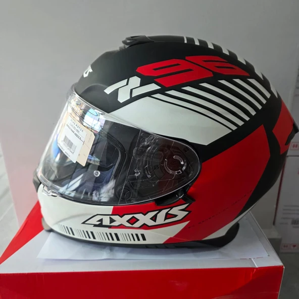 KAPALI KASK AXXIS MAT SİYAH KIRMIZI BEYAZ S ürün görseli 1