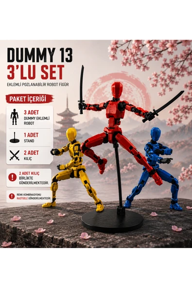 Otscraft Studio Dummy 13 Eklemli Robot Figürü Pozlanabilir Aksiyon Figürü Koleksiyon Oyuncağı 3D Baskı Robot Stand Dahil 3'LÜ PAKET ürün görseli 1