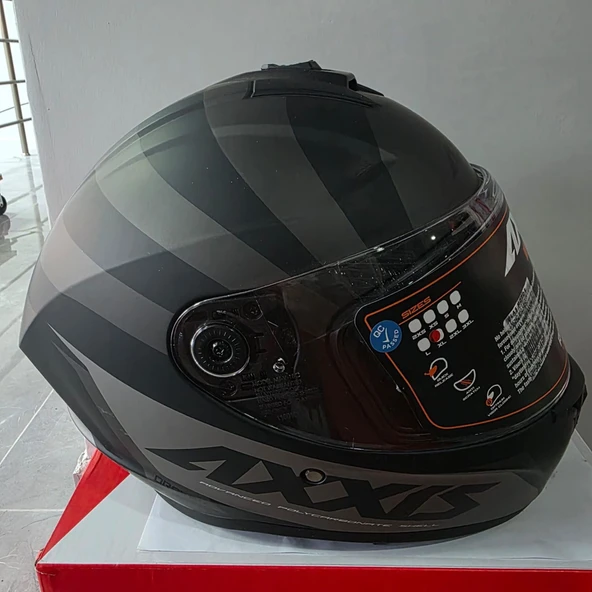 KAPALI KASK AXXIS MAT SİYAH GRİ XL ürün görseli 1