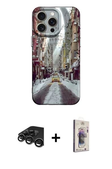 MARSİLYAN™- iPhone 15 Pro Kılıf Nova Doku Prime - Siyah Bilvis 3D Cam Ekran Koruyucu + Raze Metal Kamera Lens - TMGI ürün görseli 1