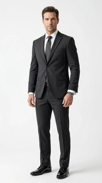 TK 6893Erkek Klasik 2’li Takım Elbise 2 Düğmeli Slim Fit  Esnek Kumaş Çift Yırtmaçlı 7 Drop ürün görseli 1