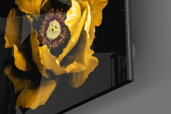 Floral Sarı Cam Tablo - Resim 3