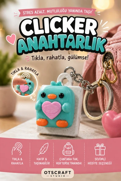 Otscraft Studio Civciv Clicker Anahtarlık 3D Baskı Stres Giderici Fidget Anahtarlık Çanta Süsü & Hediyelik Aksesuar ürün görseli 1