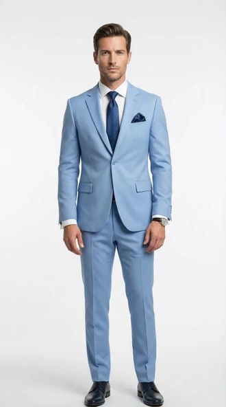 TK6853Erkek 3 Parça Slim Fit  Takım Elbise –Klasik Likralı Kumaş, Tek Düğme, Çift Yırtmaçlı Modern Kesim (Ceket Yelek Pantolon) ürün görseli 1