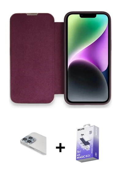 MARSİLYAN™- iPhone 13 Pro Max Kılıf Siluet Minimal Serisi - Siyah Bilvis 5in1 5D Magic Hayalet Cam Ekran Koruyucu + Pers ürün görseli 1