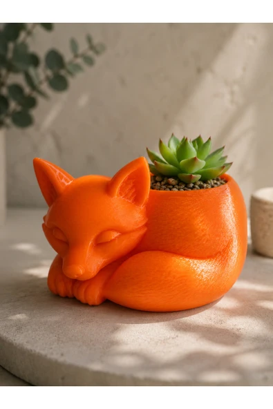 Otscraft Studio Uyuyan Tilki Sukulent Saksısı Fox Planter Dekoratif Kaktüs & Sukulent Saksı ürün görseli 1