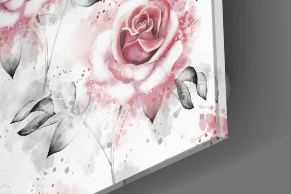 Pembe Gül Cam Tablo - Resim 3