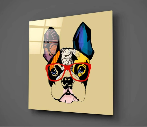Bulldog Köpek Cam Tablo - Resim 2
