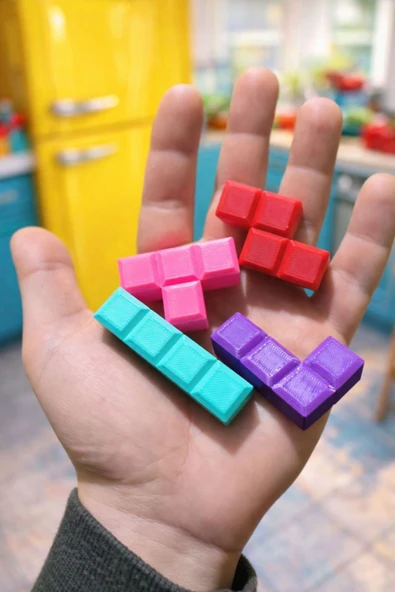 Otscraft Studio Renkli Tetris Blok Tasarımlı Buzdolabı Magnet Seti (4’lü) ürün görseli 1