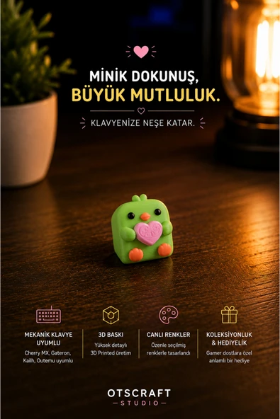Otscraft Studio Civciv Keycap Klavye Tuşu Mekanik Klavye Uyumlu Cherry MX 3D Baskı Koleksiyon Ürünü ürün görseli 1