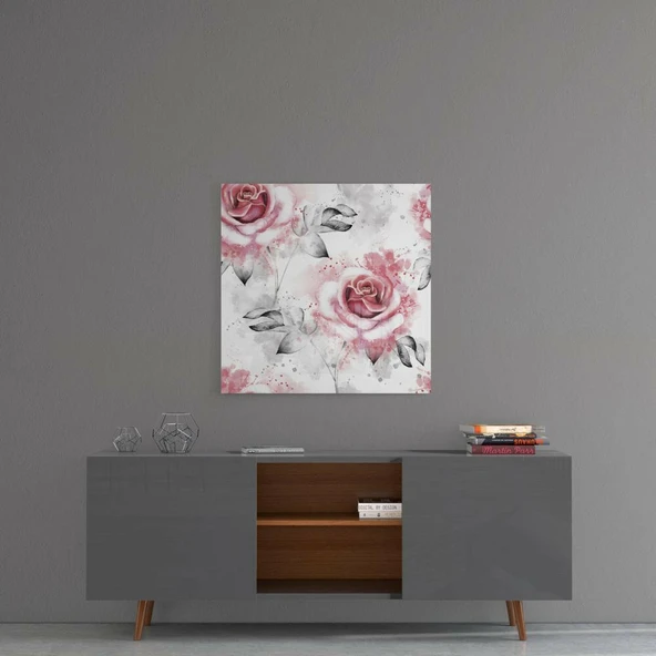 Pembe Gül Cam Tablo - Resim 4
