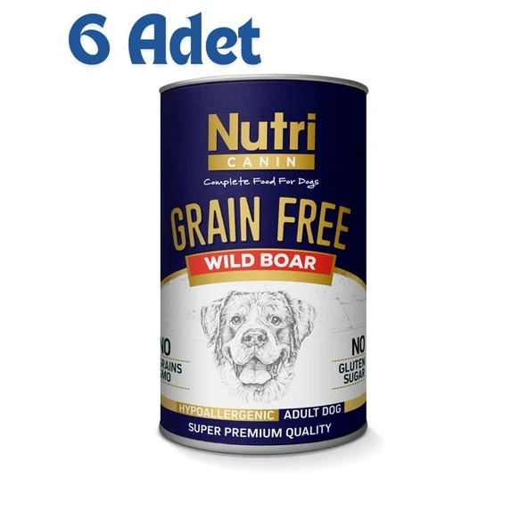 Nutri Canin Hipoalerjenik Yaban Domuzlu Tahılsız Şekersiz Yetişkin Köpek Konservesi 400gr (6 Adet) ürün görseli 1