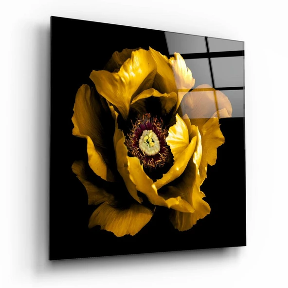 Floral Sarı Cam Tablo ürün görseli 1