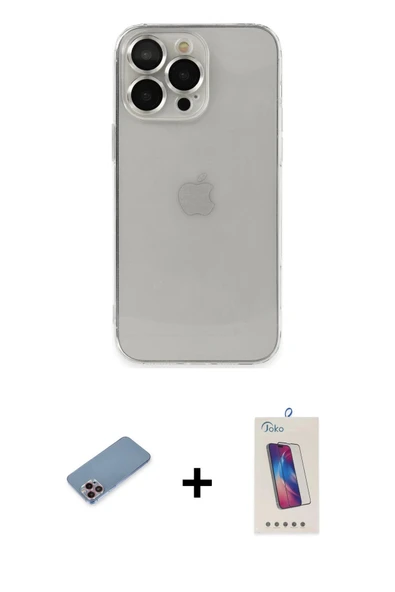 MARSİLYAN™- iPhone 13 Pro Max Kılıf Ufuk Minimal Özel Seri - Siyah Joko 5D Cam + Shine Kamera Lens Koruma Cam - PE ürün görseli 1