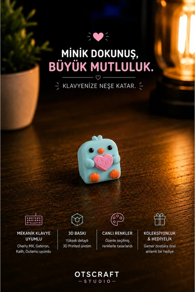Otscraft Studio Civciv Keycap Klavye Tuşu Mekanik Klavye Uyumlu Cherry MX 3D Baskı Koleksiyon Ürünü ürün görseli 1