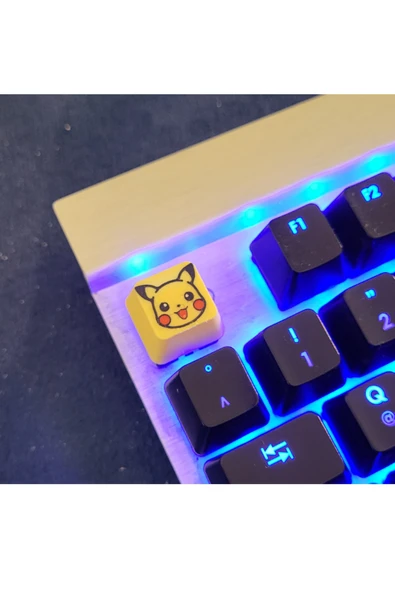 ADA 3D Pokemon Pikachu Sevimli Sarı Elektrikli Anime Karakteri Yüzü Mekanik Klavye Tuşu Aksesuar ürün görseli 1