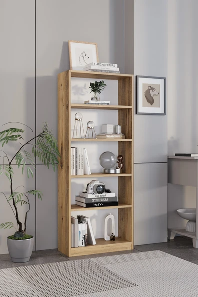 TERA 5 Raflı Çok Amaçlı Kitaplık Modern Kitaplık Dekoratif Raf Ünitesi Çok Amaçlı Depolama Dolabı Ofis ve Salon Kitaplığı ürün görseli 1