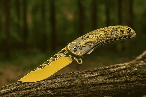 Knivox Browning Gold Ejderha Desenli Kamp Çakısı ürün görseli 1