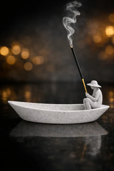 Otscraft Studio Mermer Motifli Tekne Formlu Dekoratif Tütsülük – Zen Seri ürün görseli 1