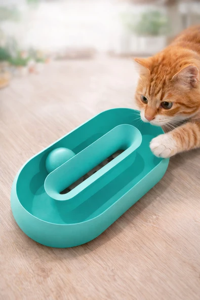 Otscraft Studio Top Takipli Oval Tasarımlı İnteraktif Kedi Oyuncağı ürün görseli 1
