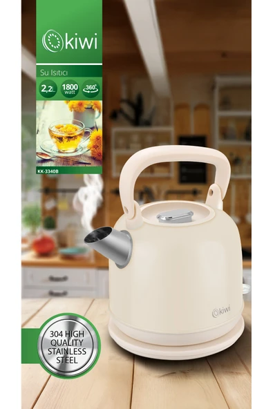 Kiwi Kk-3340 Paslanmaz Çelik Retro Su Isıtıcı Kettle ürün görseli 1
