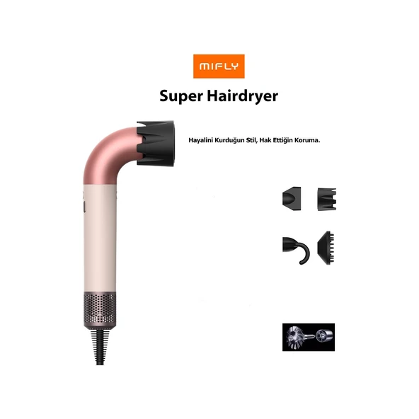 miFly Super Hairdryer Pembe Saç Kurutma Makinesi ürün görseli 1
