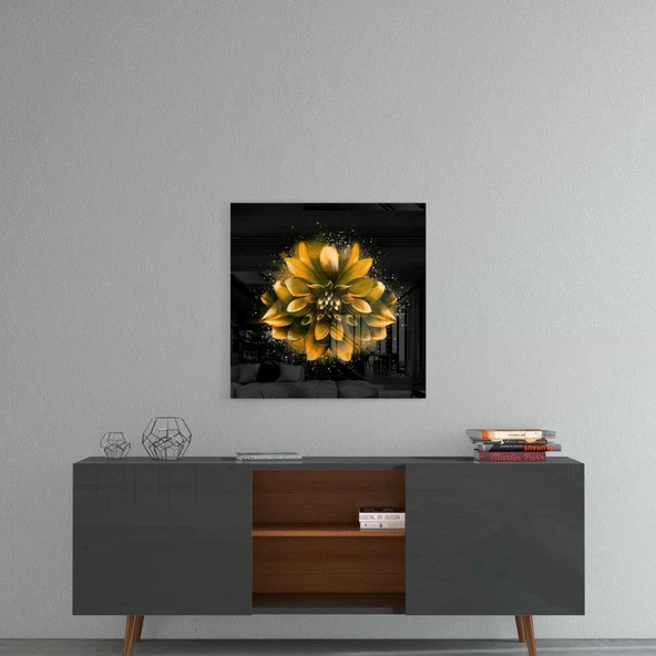 Sarı Lotus Cam Tablo - Resim 4