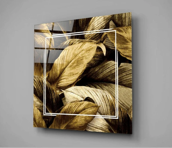 Altın Yaprak Cam Tablo - Resim 2