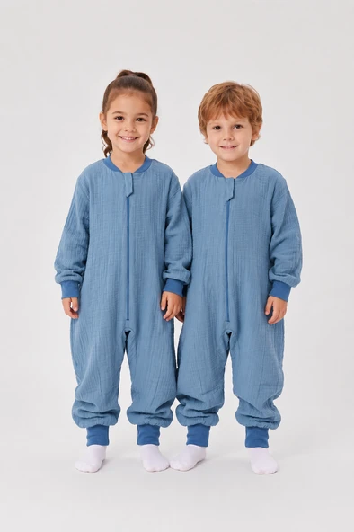 Çocuk Uyku Tulumu 1-8 Yaş Unisex Uzun Kollu 1 Tog %100 Pamuk Müslin 2706 ürün görseli 1