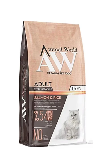 Animal World Sterilised Somonlu Kısırlaştırılmış Kedi Maması 15 kg ürün görseli 1