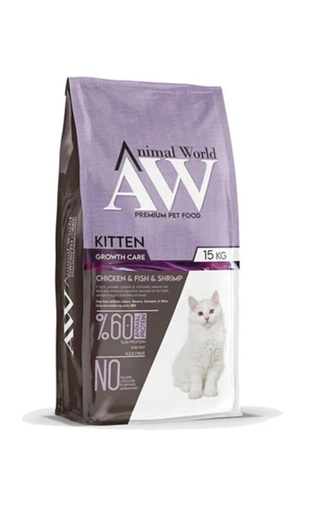 Animal World Kitten Tavuk Etli ve Karidesli Yavru Kedi Maması 15 kg ürün görseli 1