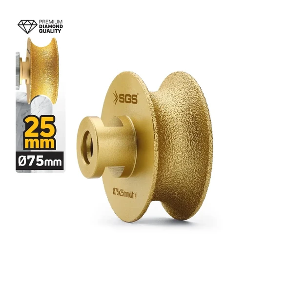 Sgs2790 M14-75x25 Mm Vakum Elmas Mermer Granit Taşlama Diski Tam Profil ürün görseli 1