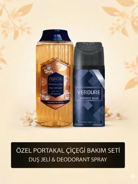 Pereja Portakal Çiçeği Doğal Zeytinyağlı Duş Jeli 500 ML + Verdure Deepest Blue Erkek Deodorant 150 Ml Hediyeli ürün görseli 1