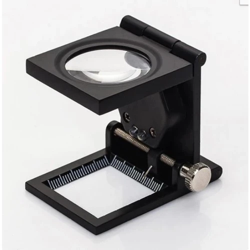 Nikula-28x28 Mm Katlanır Sayaçlı Metal Lüp, 2 LED Işıklı Büyüteç Tekstil Th9005A ürün görseli 1