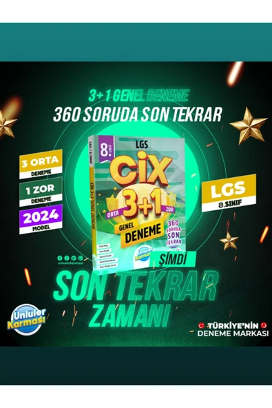 ÜNLÜLER KARMASI 8. SINIF CİX 3+1 GENEL DENEME ürün görseli 1