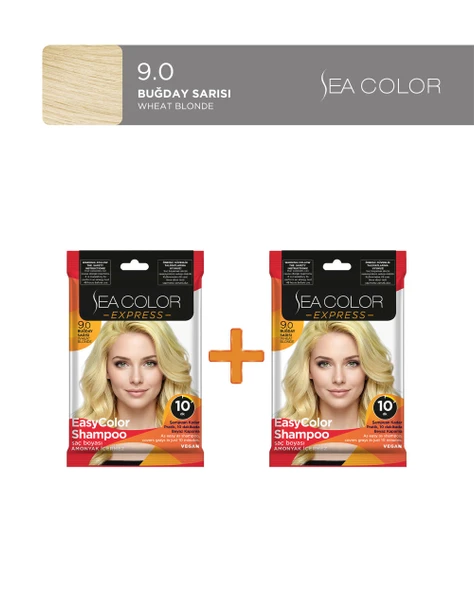 Sea Color 2'li Express Şampuan Boya, Şampuan Kolaylığında Saç Boyama 9.0 Buğday Sarısı ürün görseli 1