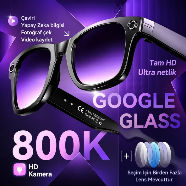 W610 AI Akıllı Kamera Gözlüğü 4K WiFi Bluetooth 5.3 | Sony 8MP Kamera, GPT Destekli Sesli Asistan, Fotoğraf & Video Çekimi ürün görseli 1