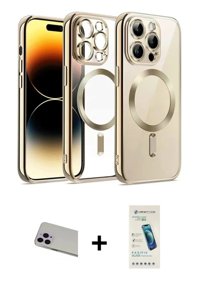 MARSİLYAN™- iPhone 13 Pro Max Kılıf Nova Işık Özel Seri - Şeffaf Pasifik Cam Ekran Koruyucu + Rainbow Kamera Lens Koruma ürün görseli 1