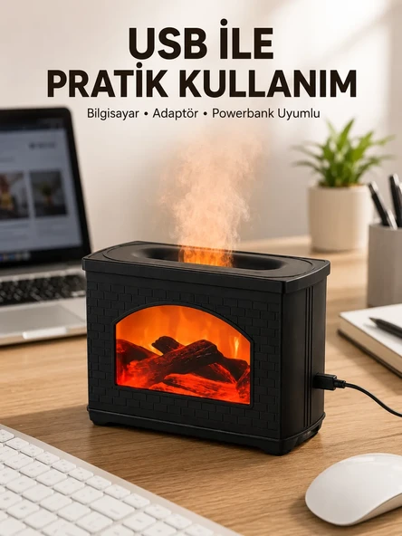 Aromaterapi Difüzör Ultrasonik Sessiz Nemlendirici USB Destekli ürün görseli 1