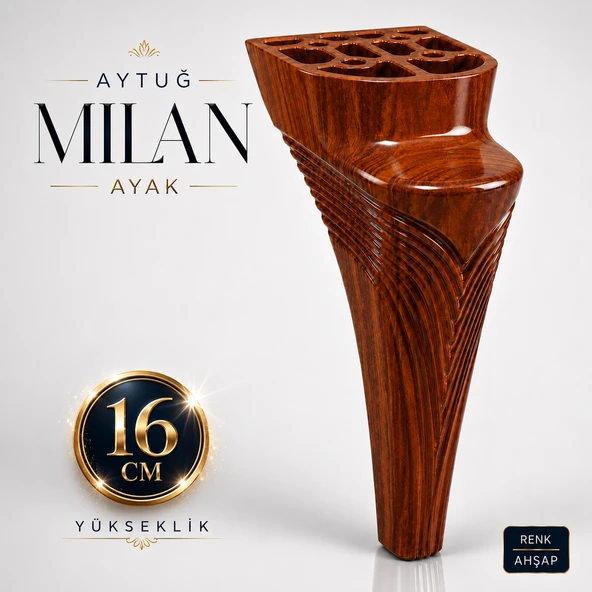 Milan Ahşap Mobilya Ayağı 16 cm 1 Adet Koltuk Kanepe Baza Sehpa TV Ünitesi Modern Dekoratif Ayak ürün görseli 1