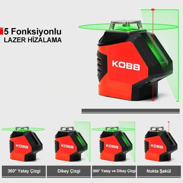 Kobb KBL88GTP 25 360 Derece Yatar Dikey Otomatik Lazer Hizalama Seti - TEŞHİR ürün görseli 1